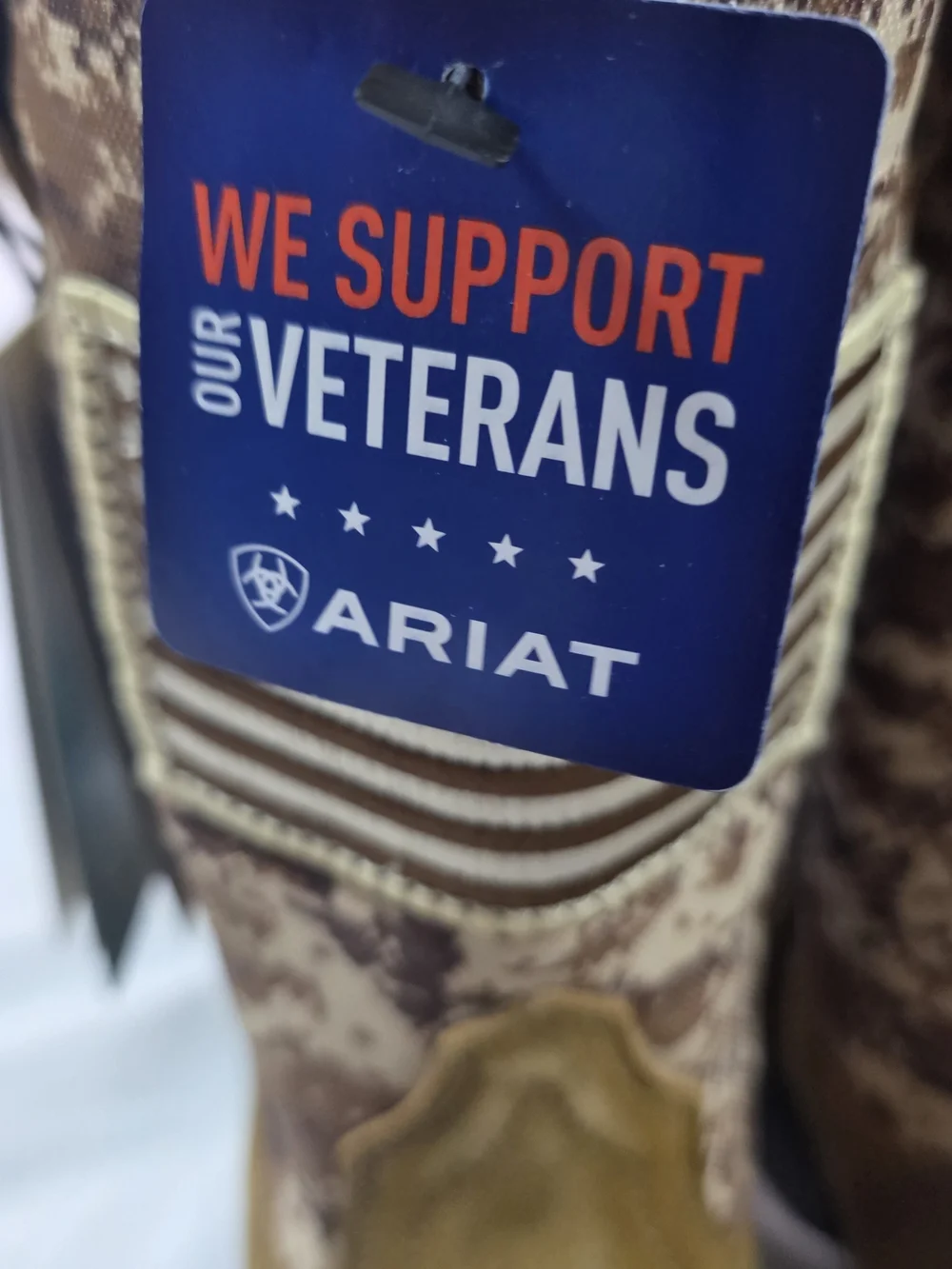 Ariat Men's Brown Camo Western Work Boots American Flag. Size 8.5 EE